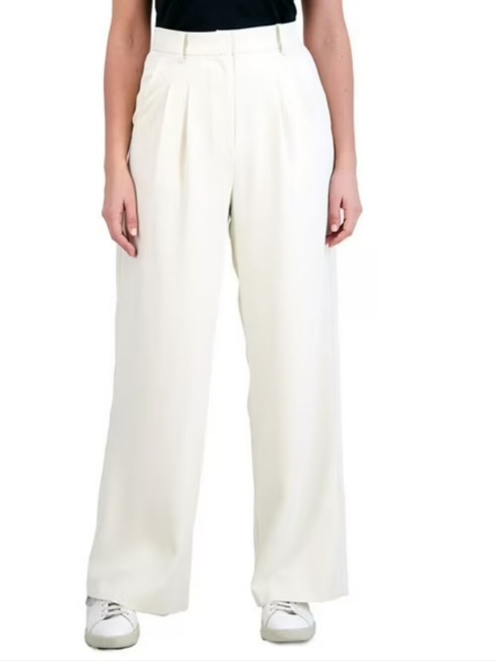 French Connection Women's Wide Leg Trouser Cream Pants NWT Size Small